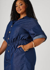 Cuffed Chambray Romper