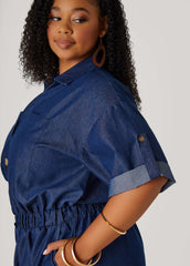 Cuffed Chambray Romper