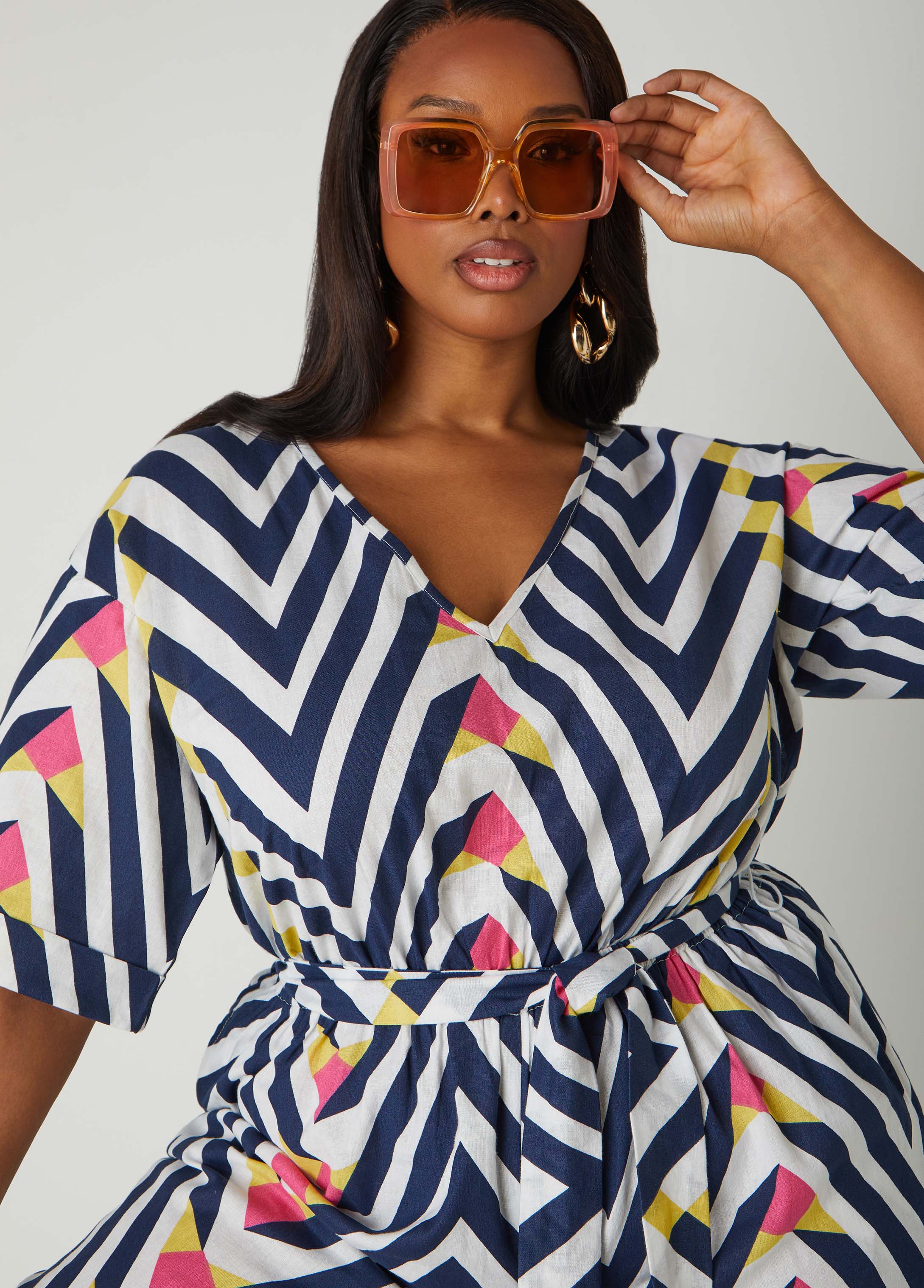 Abstract Linen Blend Jumpsuit
