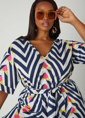 Abstract Linen Blend Jumpsuit