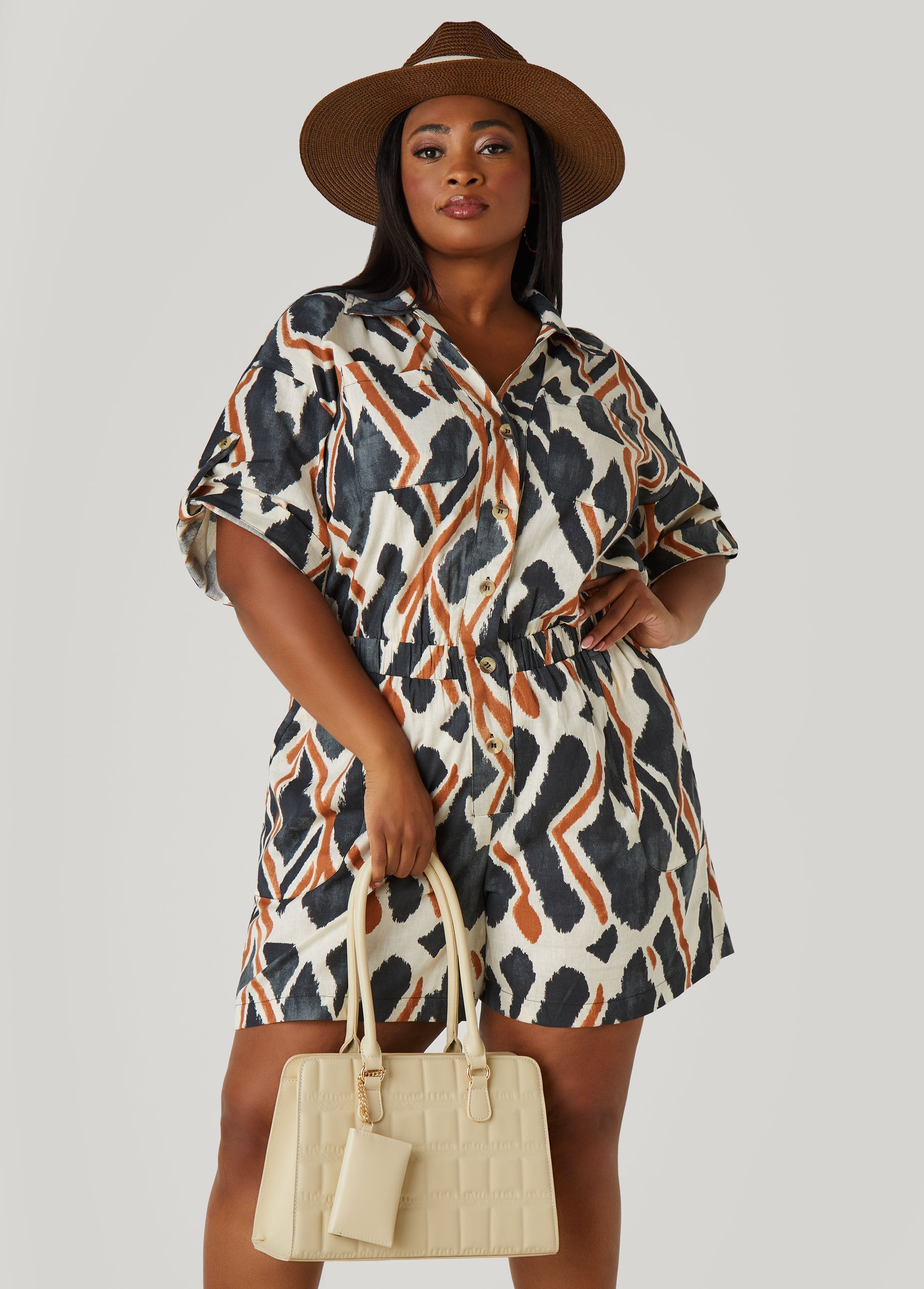 Abstract Cotton And Linen Romper