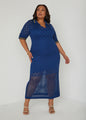 Pointelle Knit Polo Maxi Dress