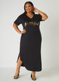 Metallic Graphic T Shirt Dress