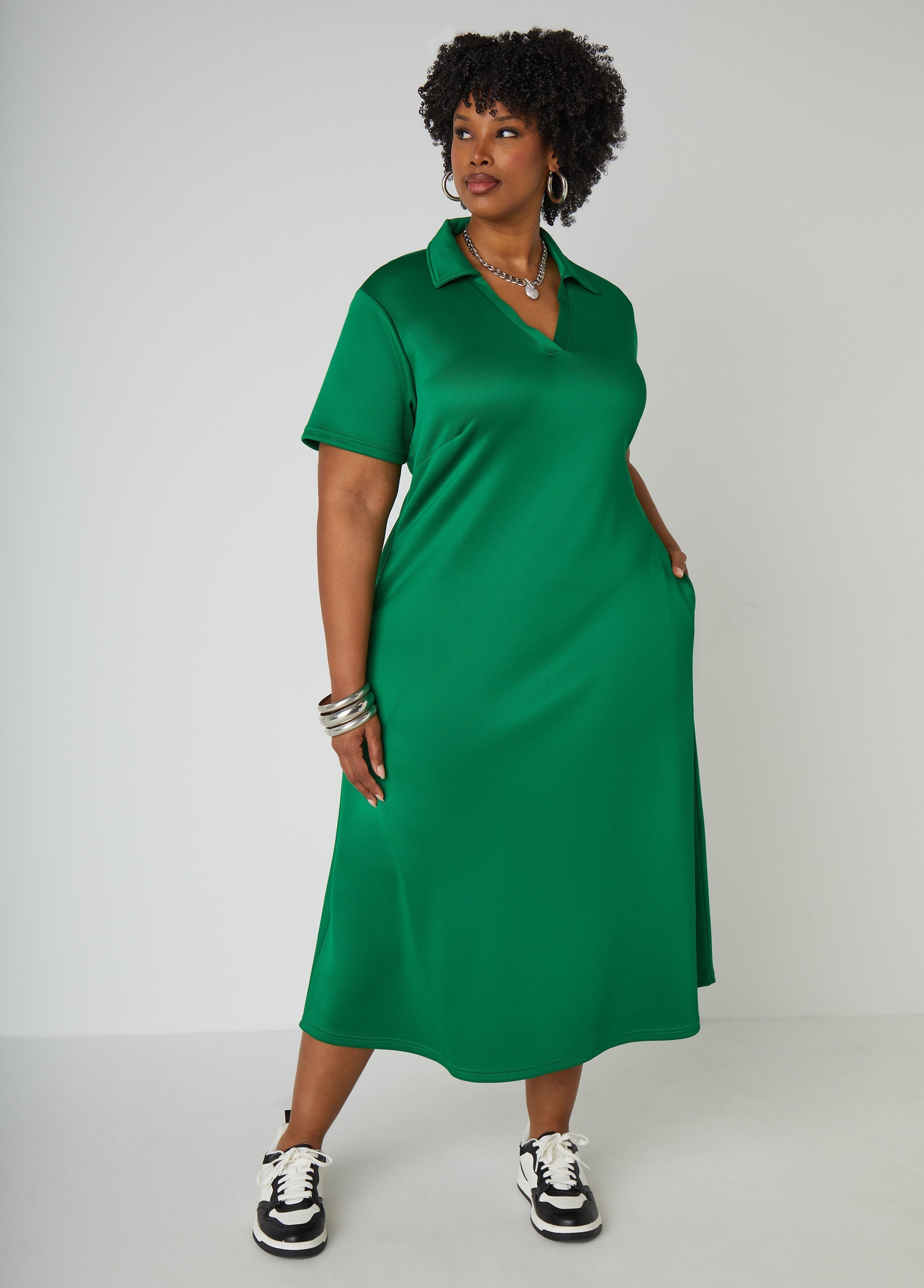 V Neck Polo Maxi Dress