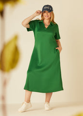 V Neck Polo Maxi Dress