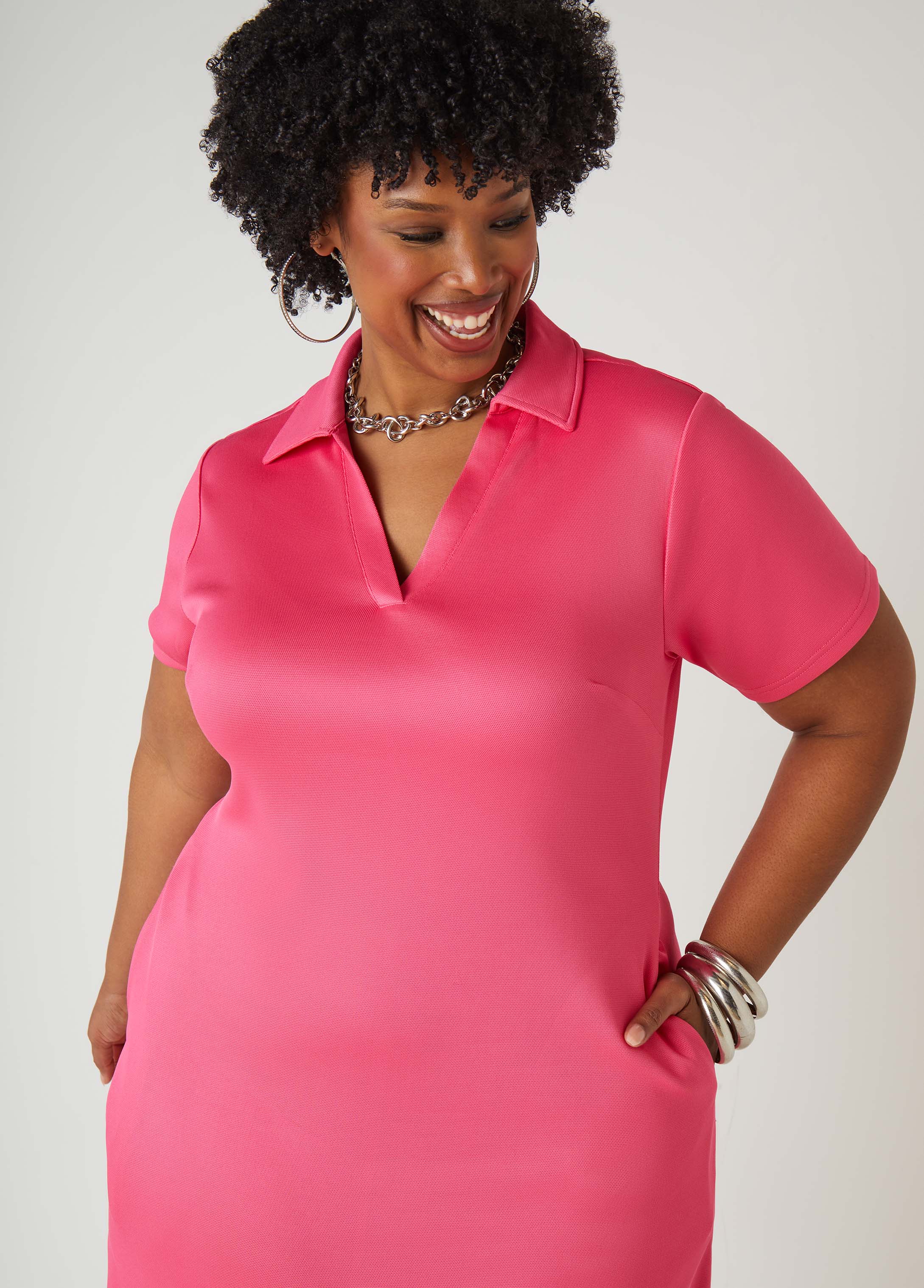 V Neck Polo Maxi Dress