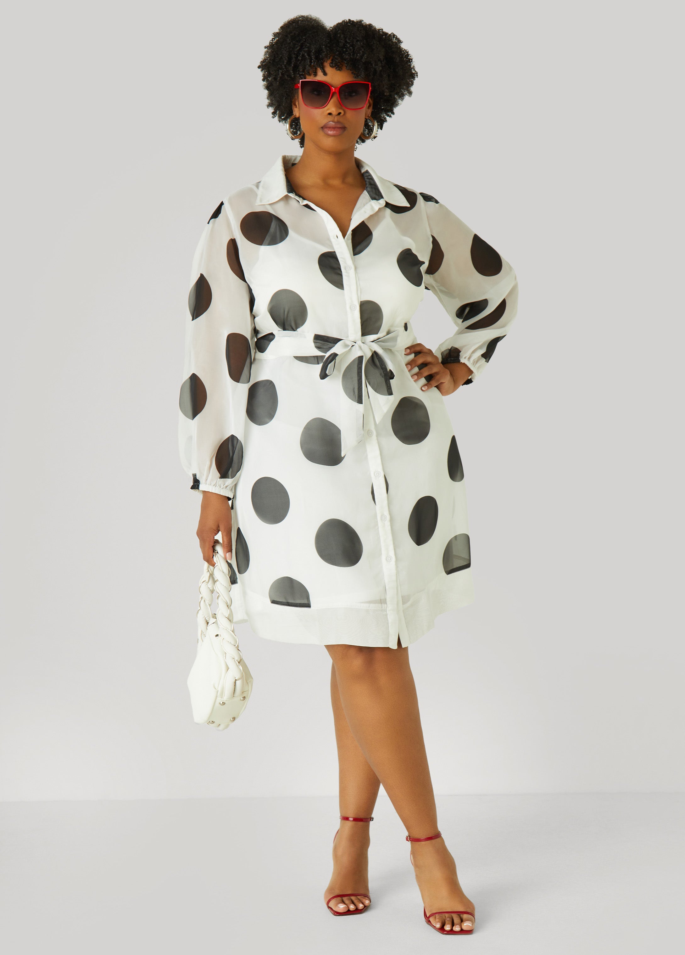 Polka Dot Organza Shirtdress