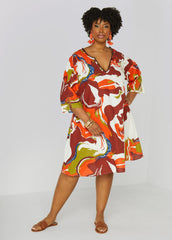 Beaded Printed Tunic Dress