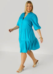 Flounced Woven Shirtdress