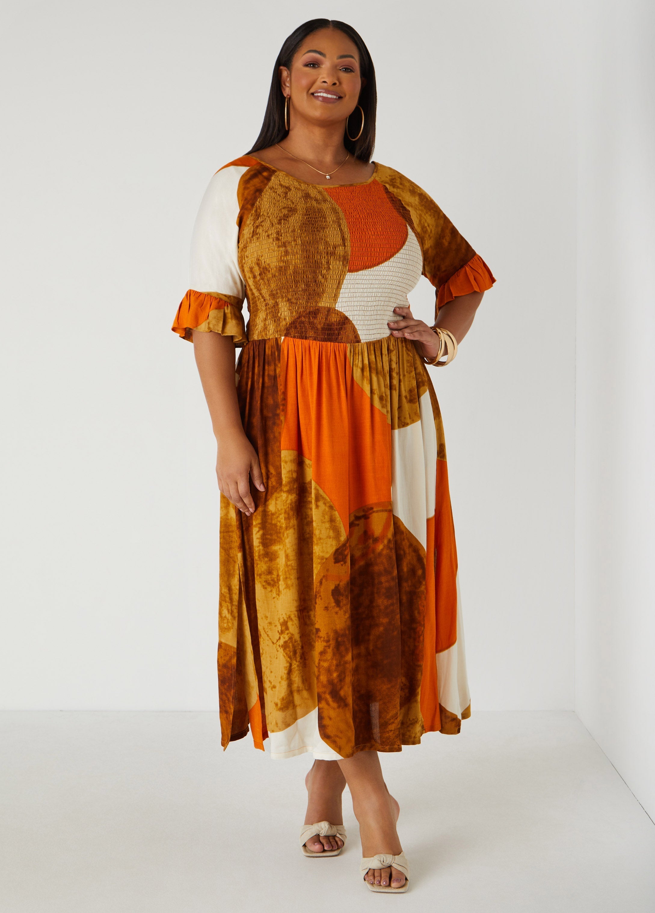 Printed Smocked Maxi Dress