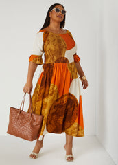 Printed Smocked Maxi Dress