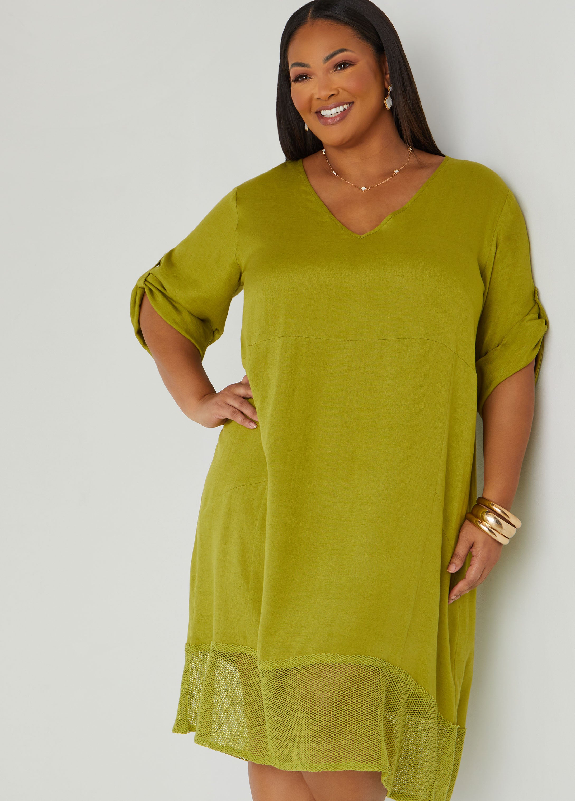 Fishnet Paneled Midi Dress