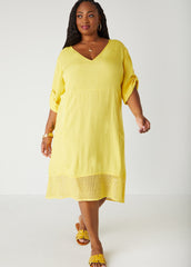 Fishnet Paneled Midi Dress