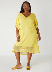 Fishnet Paneled Midi Dress
