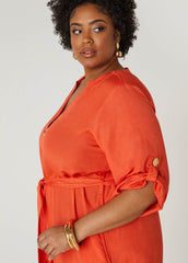 Button Embellished Shirtdress