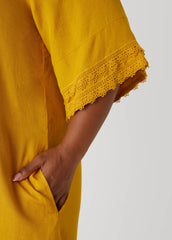 Crochet Trimmed V Neck Dress