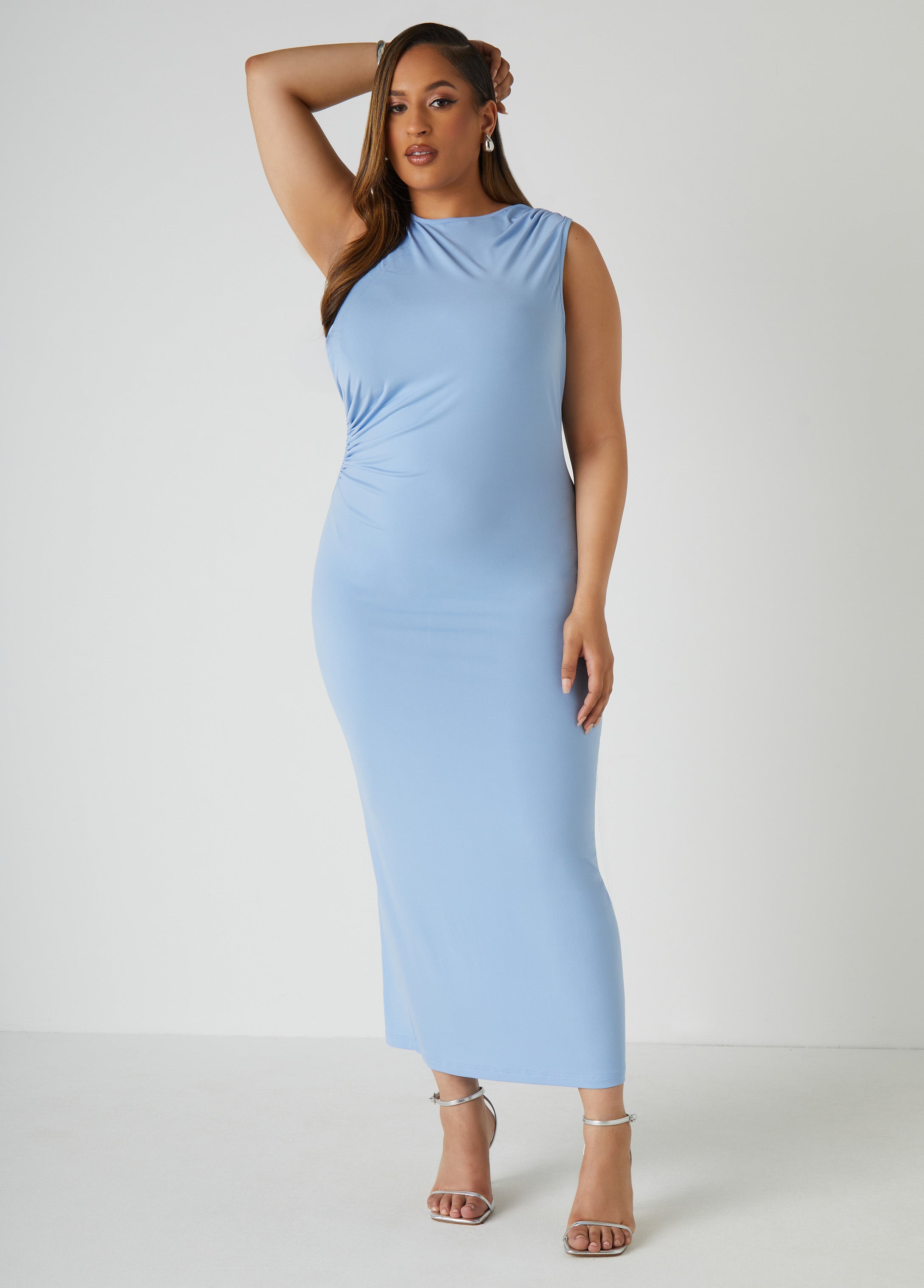 Ruched Knit Maxi Dress