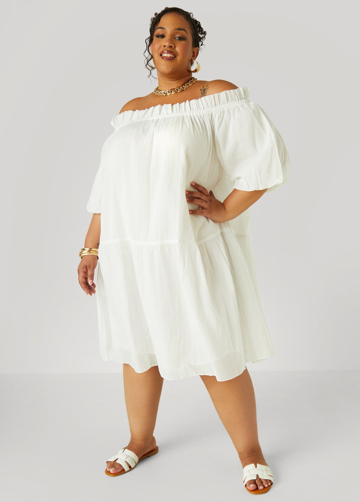Off The Shoulder Gauze Dress