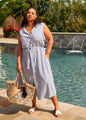 Button Front Striped Shirtdress