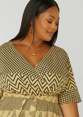 Faux Wrap Printed Cotton Dress