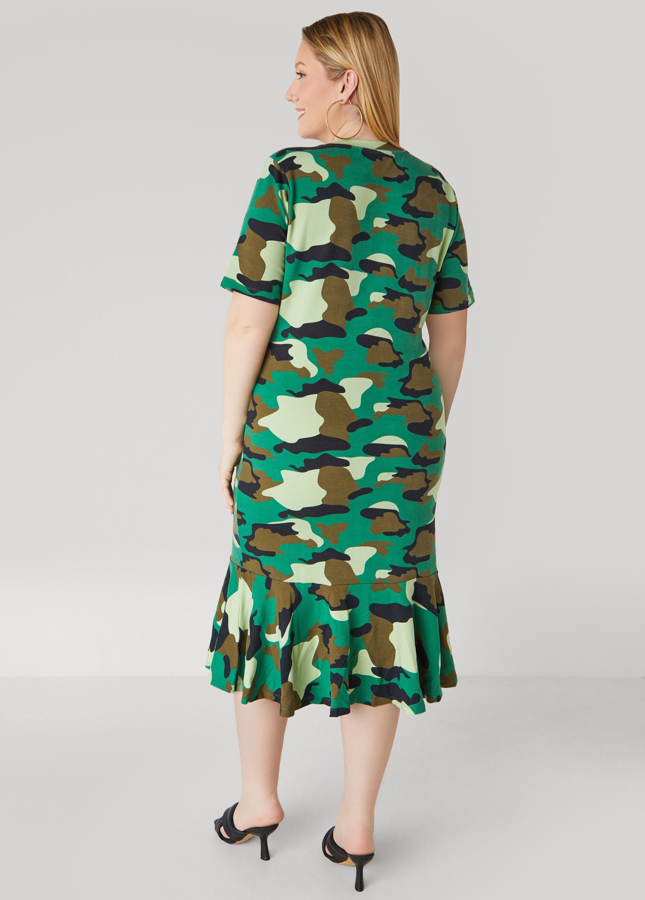Heart Camo Print T Shirt Dress