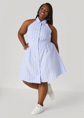 Striped Oxford Halter Dress
