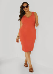 V Neck Ribbed Tank Dress