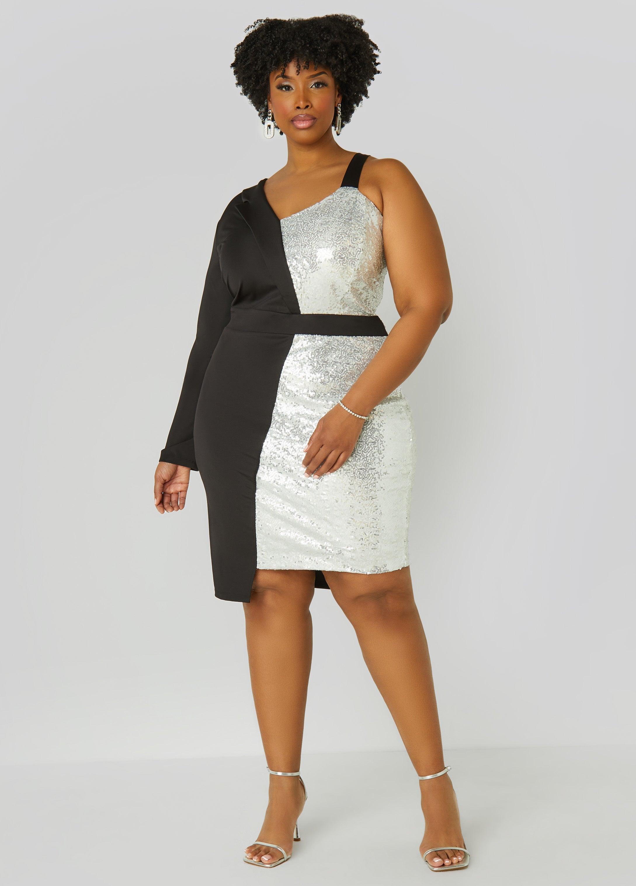 Asymmetric Sequined Blazer Dress