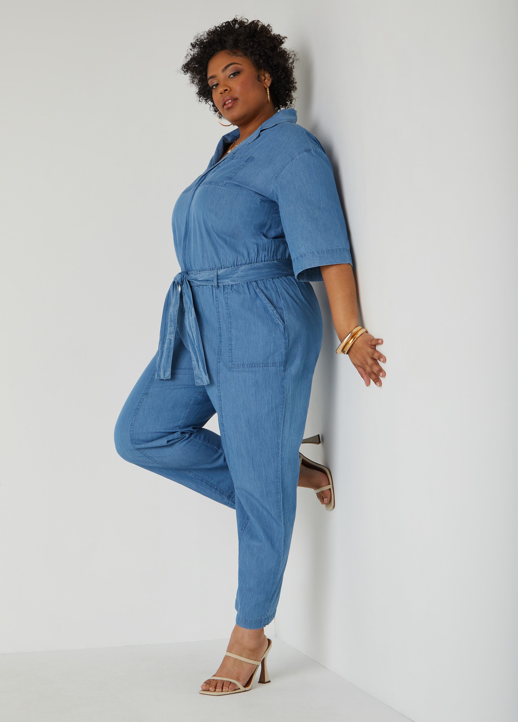 Belted Chambray Jumpsuit
