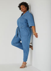 Belted Chambray Jumpsuit