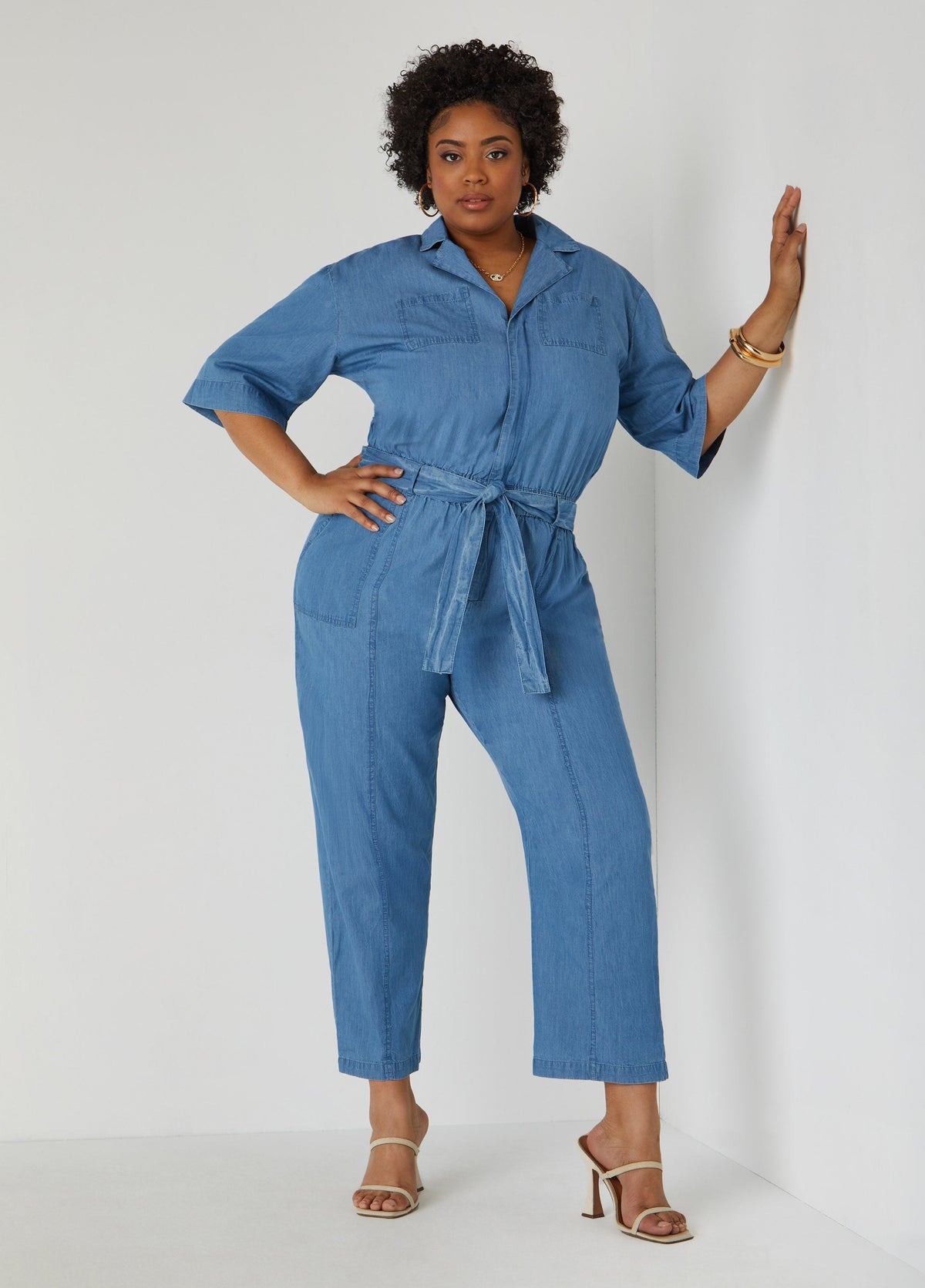 Belted Chambray Jumpsuit