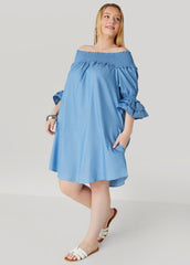 Off The Shoulder Chambray Dress
