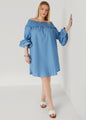 Off The Shoulder Chambray Dress