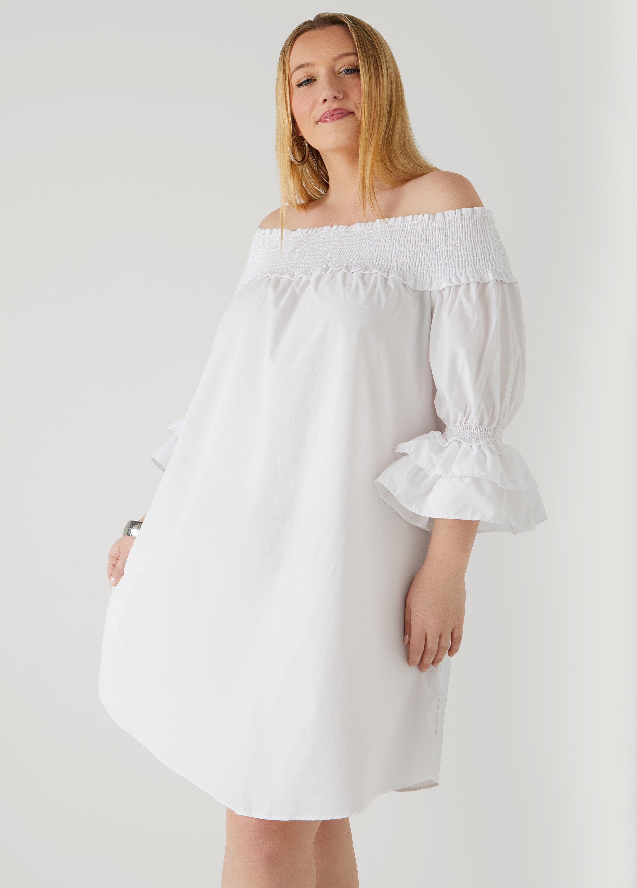Off The Shoulder Poplin Dress