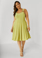 Ring Embellished Seamed Dress