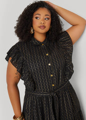 Metallic Print Midaxi Dress