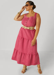 Flounced Maxi Denim Dress