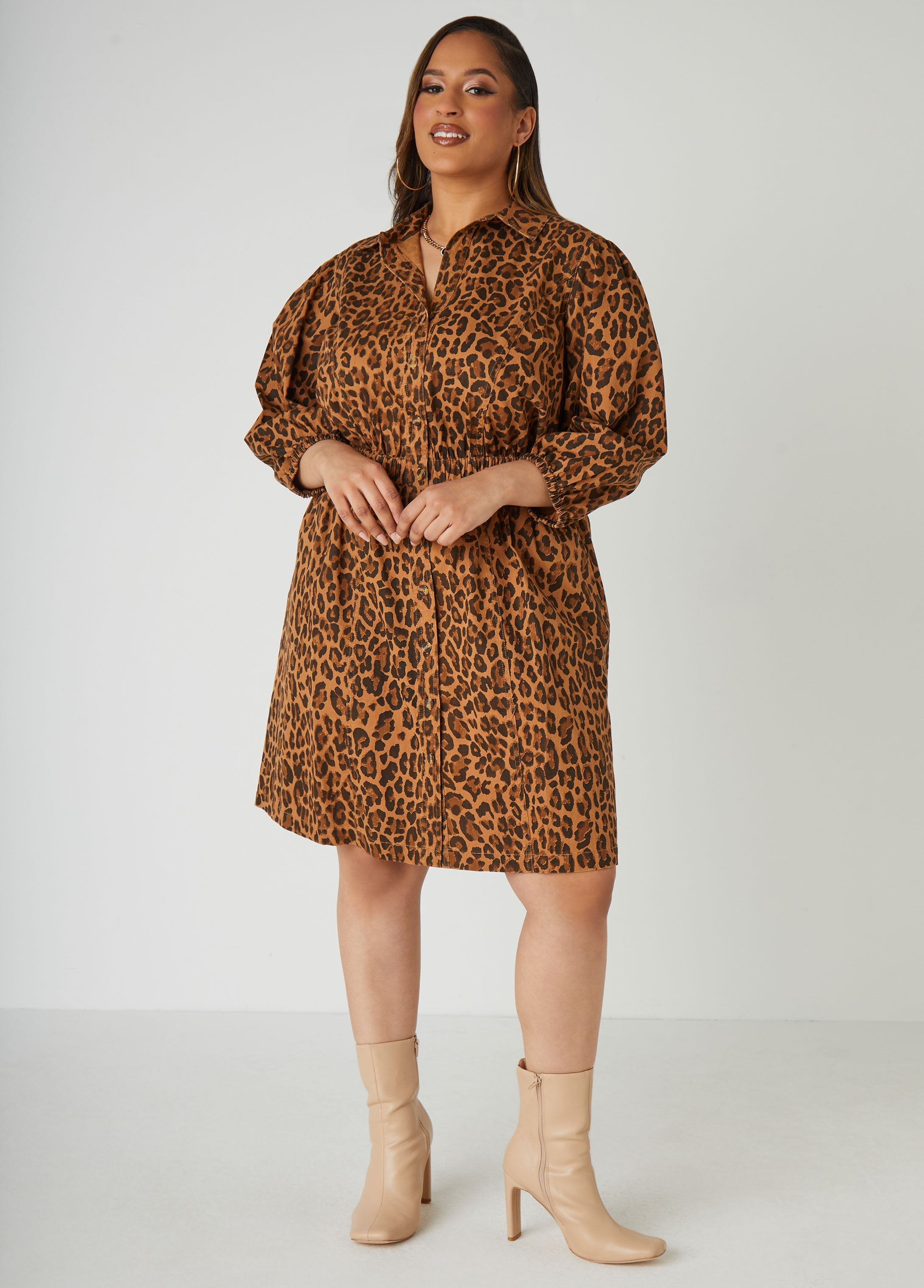 Leopard Cotton Twill Shirtdress