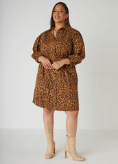 Leopard Cotton Twill Shirtdress