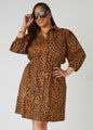 Leopard Cotton Twill Shirtdress