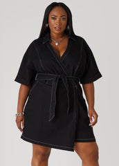 Faux Wrap Denim Romper