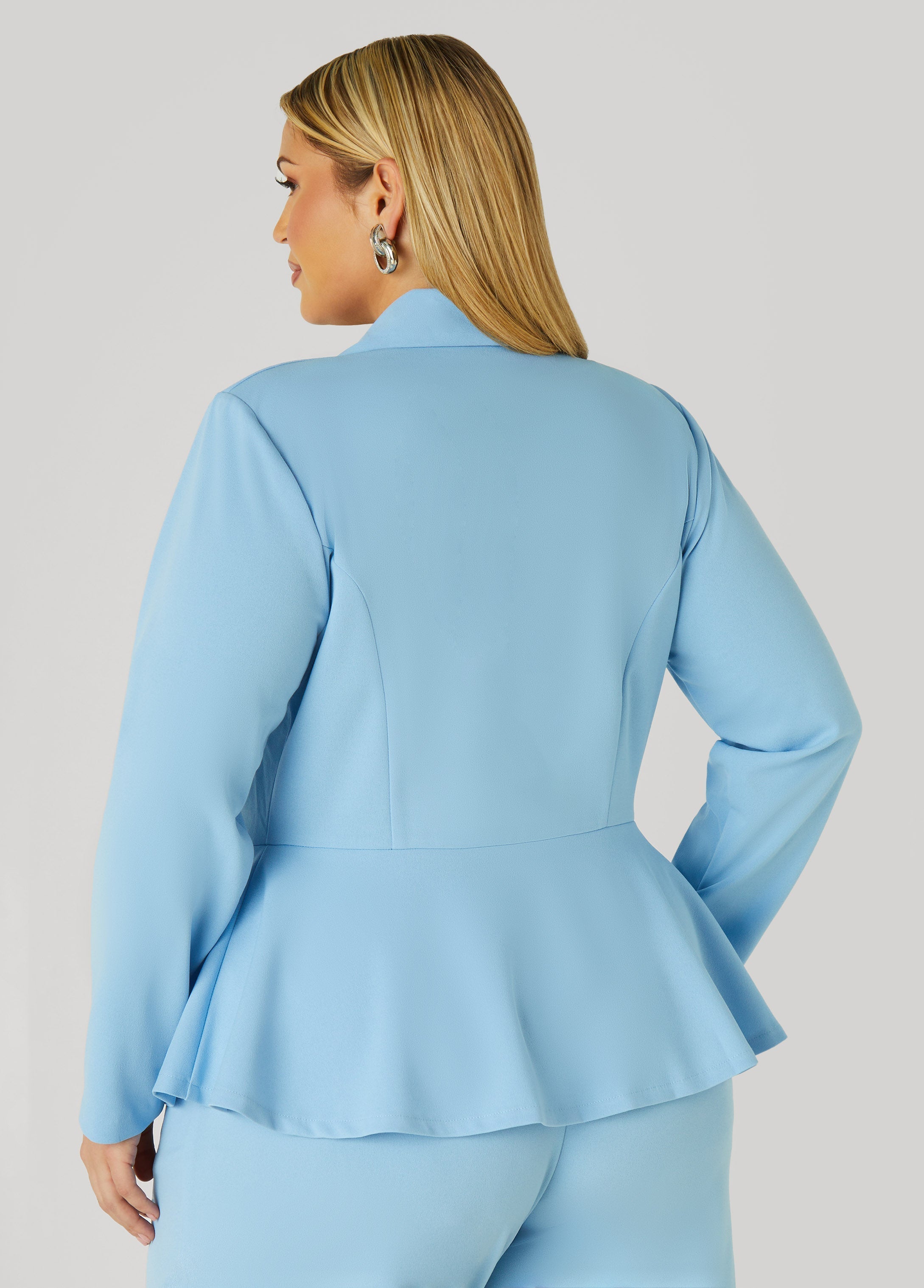Pleated Peplum Crepe Blazer