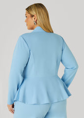 Pleated Peplum Crepe Blazer
