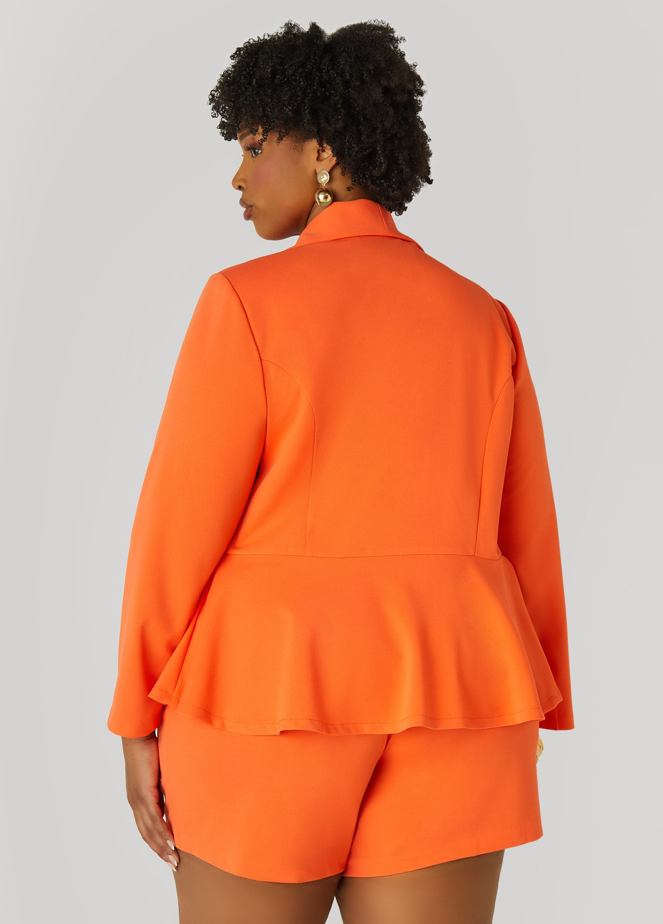 Pleated Peplum Crepe Blazer
