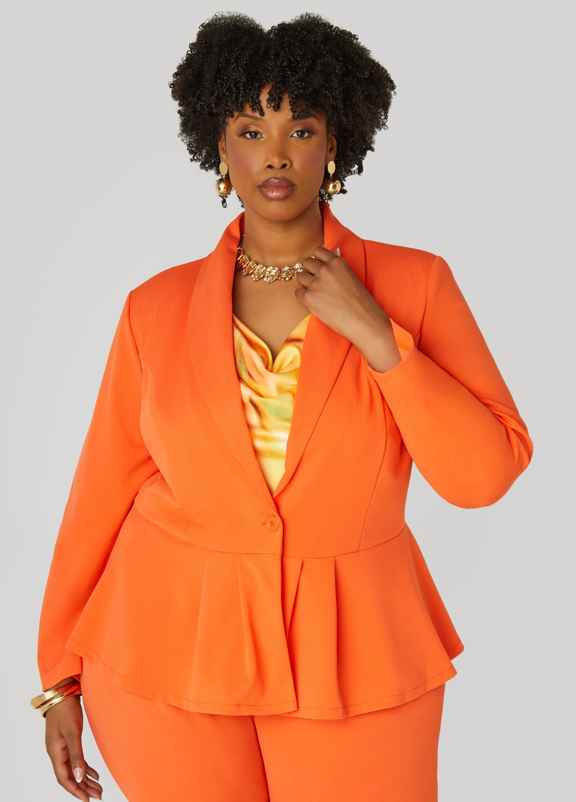 Pleated Peplum Crepe Blazer