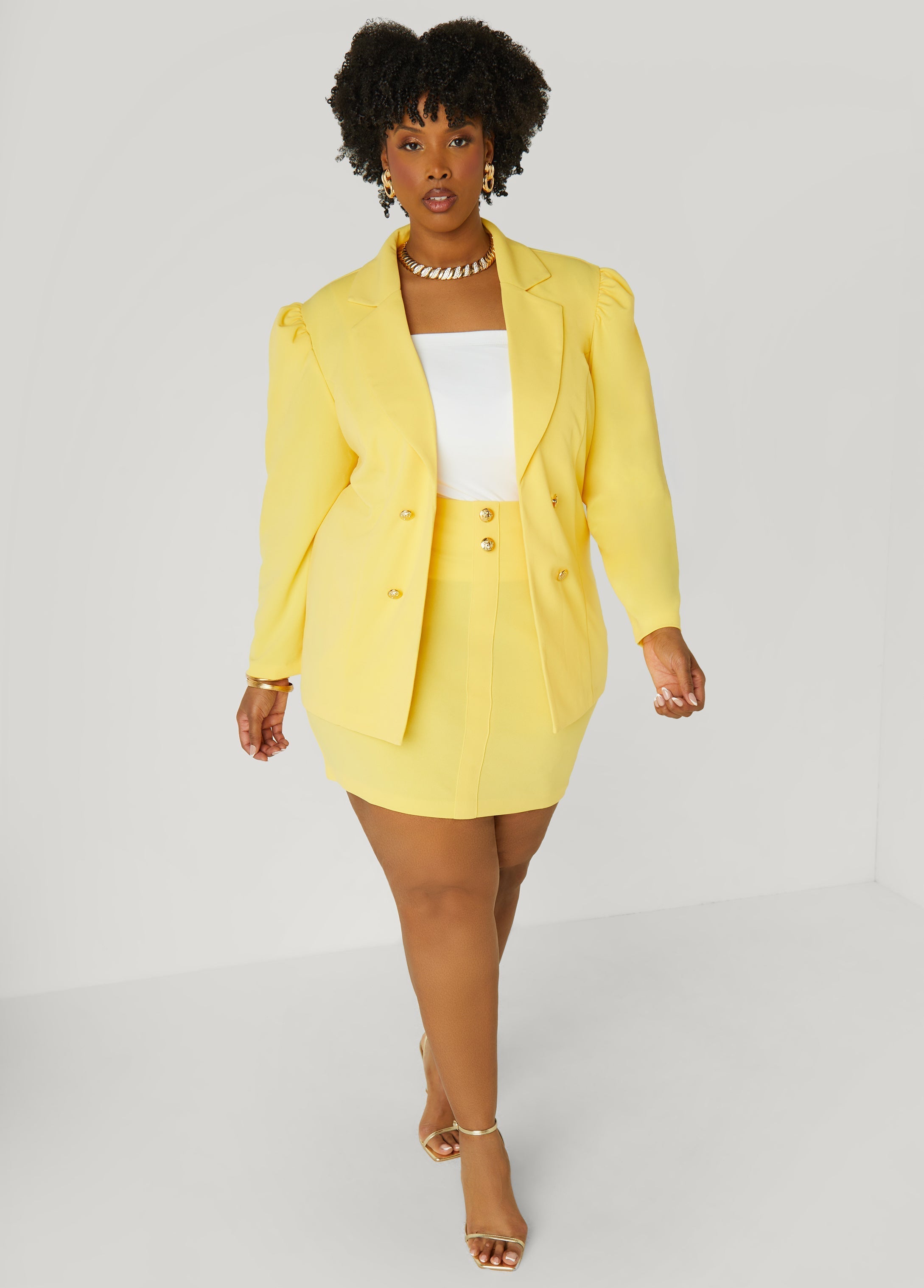 Button Front Crepe Blazer
