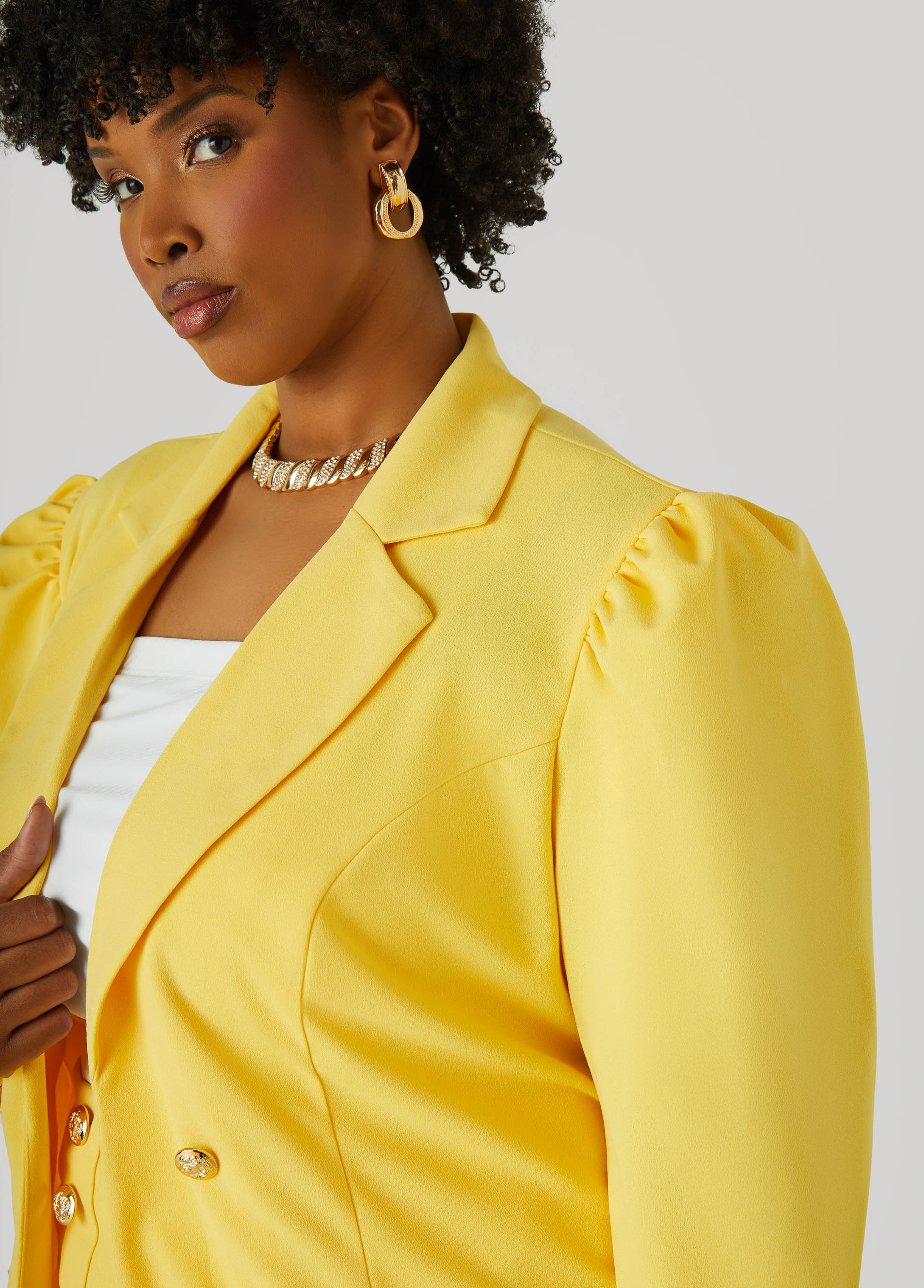 Button Front Crepe Blazer