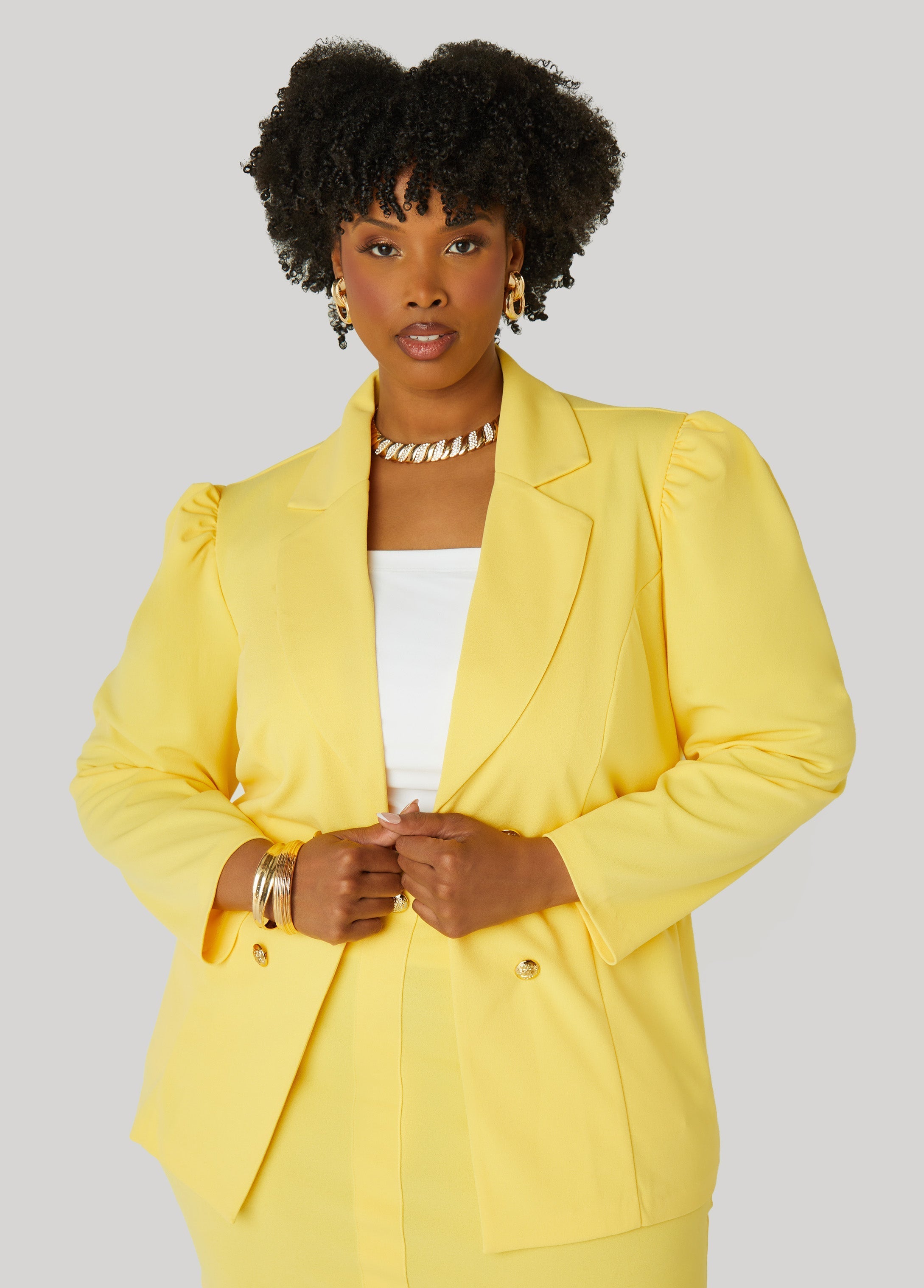 Button Front Crepe Blazer