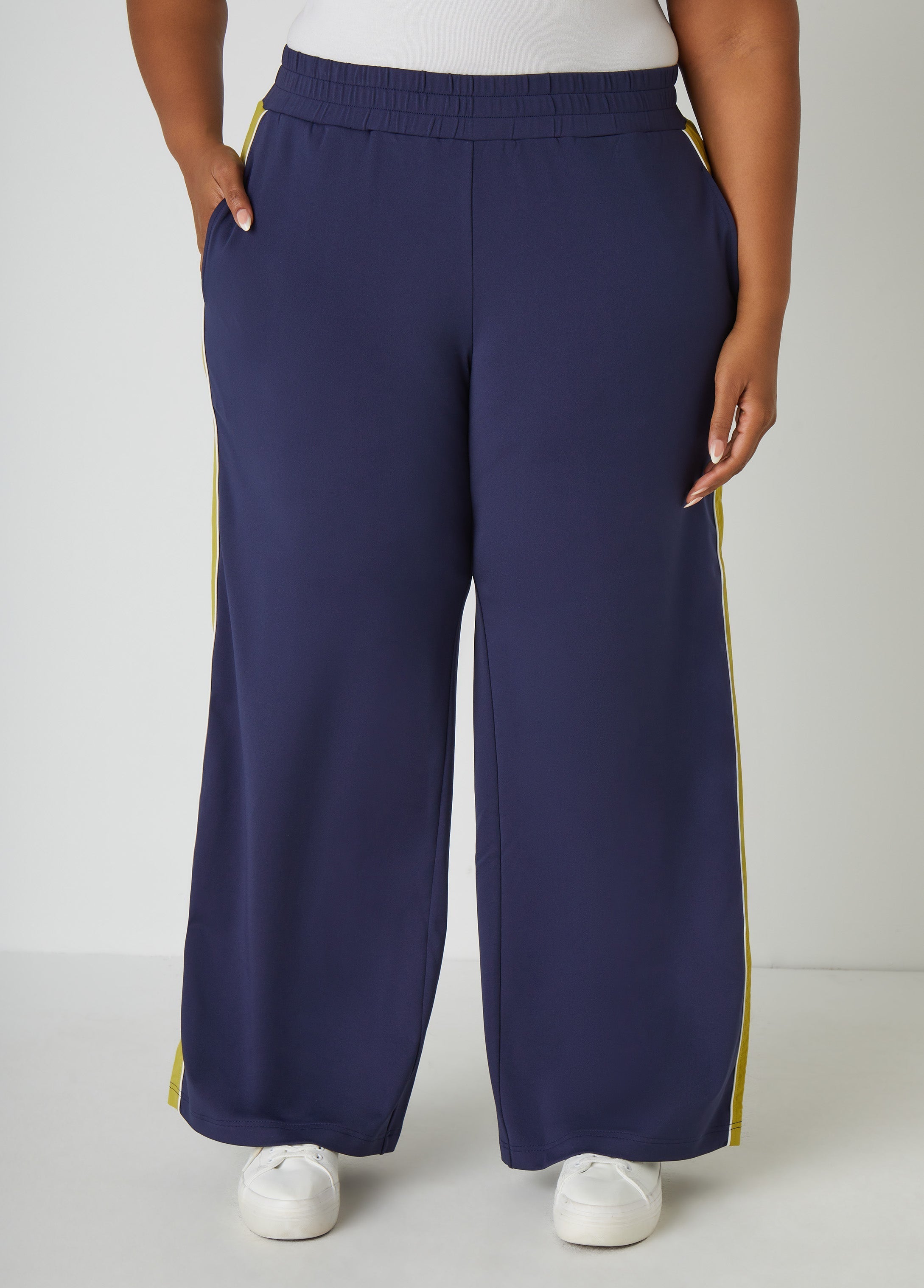 Two Tone Wide Leg Track Pants