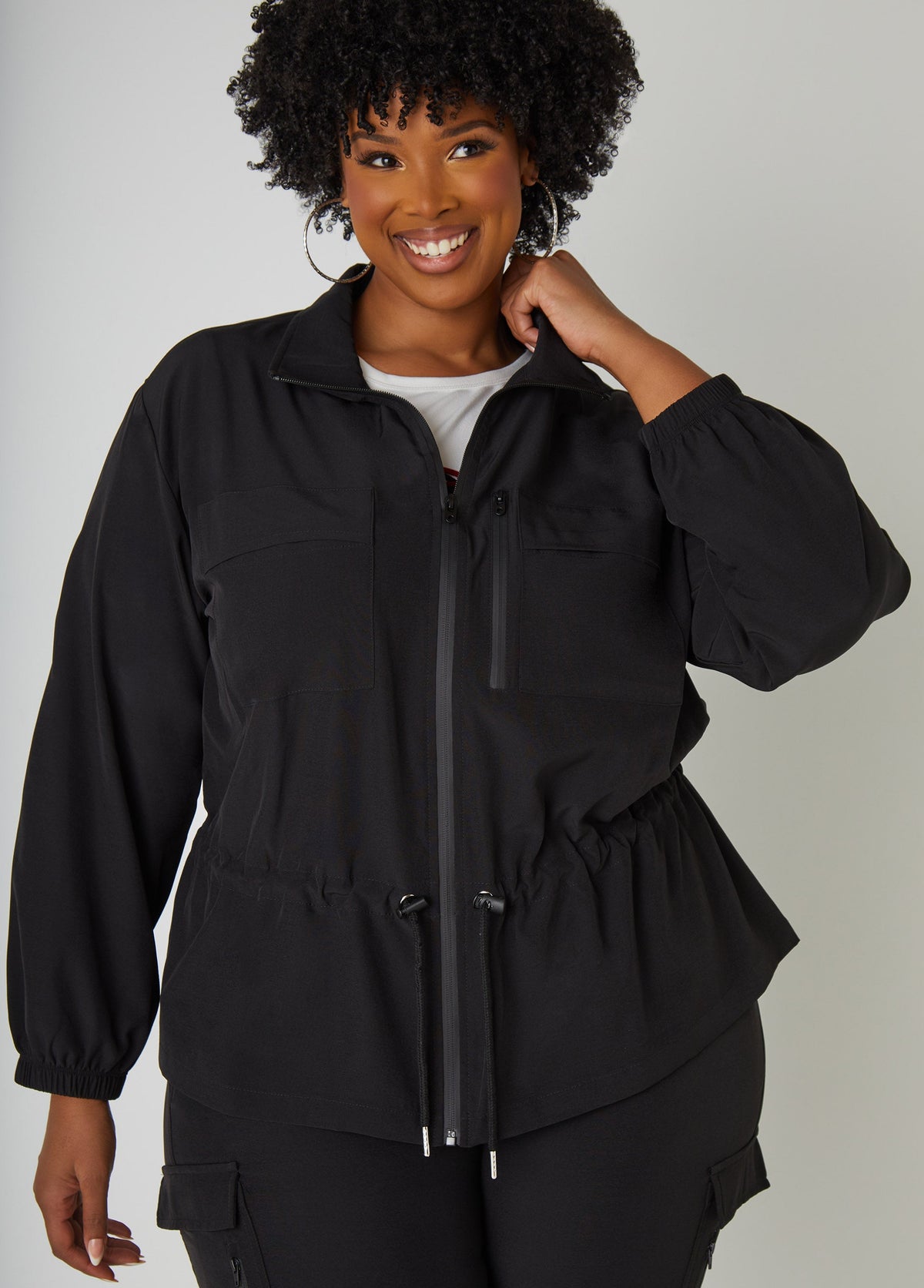 Zip Front Drawstring Jacket